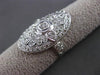 ANTIQUE LARGE 1.20CT DIAMOND 14KT WHITE GOLD 3D OVAL FILIGREE MILGRAIN RING