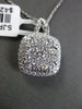 ESTATE LARGE 1.04CT DIAMOND 18KT WHITE GOLD 3D FILIGREE CLUSTER FLOATING PENDANT