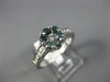 ESTATE .72CT WHITE AND BLUE DIAMOND 14KT WHITE GOLD 3D FLOWER CLUSTER LOVE RING