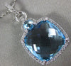ESTATE LARGE 9.52CT DIAMOND & AAA BLUE TOPAZ 14KT WHITE GOLD SQUARE HALO PENDANT