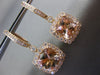 ESTATE LARGE 4.68CT DIAMOND & AAA MORGANITE 14K YELLOW GOLD SQUARE HALO EARRINGS