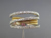 ESTATE LARGE .60CT DIAMOND 14K TWO TONE GOLD MULTI ROW WEDDING ANNIVERSARY RING