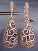 ESTATE EXTRA LARGE 5.34CT PINK DIAMOND 18K ROSE GOLD FILIGREE TEAR DROP EARRINGS