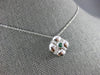 ESTATE .18CT DIAMOND & AAA EMERALD 14KT WHITE GOLD 3D FLOWER SQUARE FUN PENDANT