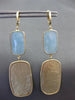 ESTATE LARGE 14KT YELLOW GOLD 3D AAA BLUE CHELCEDONY HAMMERED HANGING EARRINGS