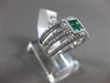 ESTATE WIDE .89CT DIAMOND & AAA EMERALD 14KT WHITE GOLD 3D MULTI ROW SQUARE RING