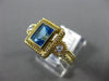 ESTATE WIDE 1.23CT DIAMOND & AAA BLUE TOPAZ 14KT YELLOW GOLD 3D 3 STONE FUN RING
