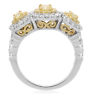 ESTATE 2.01CT WHITE & FANCY YELLOW DIAMOND 18K GOLD THREE STONE ANNIVERSARY RING