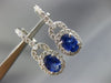 ESTATE 2.58CT DIAMOND & AAA SAPPHIRE 14KT WHITE GOLD OVAL HALO HANGING EARRINGS