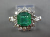 ESTATE 2.05CT DIAMOND & EMERALD 18KT WHITE GOLD 3D HALO CLASSIC ENGAGEMENT RING