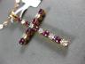 ESTATE LARGE .49CT DIAMOND & AAA RUBY 18KT ROSE GOLD 3D CROSS FLOATING PENDANT