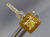 ESTATE LARGE 2.62CT WHITE & FANCY YELLOW DIAMOND 18K 2 TONE GOLD SQUARE EARRINGS