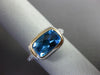 ESTATE 2.35CT DIAMOND & AAA BLUE TOPAZ 14KT 2 TONE GOLD SEMI ETERNITY BEZEL RING