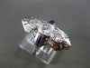 ANTIQUE LARGE .70CT DIAMOND & SAPPHIRE 14KT WHITE GOLD 3D 3 STONE FILIGREE RING