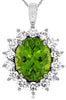 ESTATE 6.80CT DIAMOND & AAA PERIDOT 14K WHITE GOLD 3D OVAL HALO FLOWER PENDANT