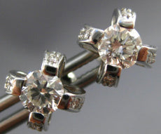 ESTATE LARGE 1.10CT DIAMOND 14KT WHITE GOLD SOLITAIRE FLOWER STUD EARRINGS #1409