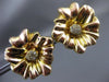 ESTATE EXTRA LARGE .35CT DIAMOND 14KT YELLOW GOLD 3D FLOWER STUD EARRINGS