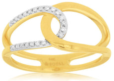 ESTATE .10CT DIAMOND 14KT YELLOW GOLD 3D CLASSIC INTERTWINED LOVE KNOT FUN RING