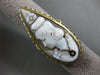 ANTIQUE MASSIVE .02CT DIAMOND 14KT WHITE & YELLOW GOLD LADY CAMEO FILIGREE RING