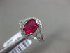 ESTATE 1.3CT DIAMOND & AAA RUBY 14K WHITE GOLD CLASSIC OVAL HALO ENGAGEMENT RING