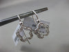 ESTATE .25CT DIAMOND 14KT WHITE GOLD 3D OPEN FLOWER AND HEART HANGING EARRINGS