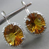 ESTATE LARGE 8.50CT DIAMOND & CITRINE 14KT WHITE GOLD 3D OVAL HANGING EARRINGS