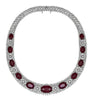 ESTATE LARGE 146.33CT DIAMOND & AAA RUBY 18KT WHITE GOLD OVAL ETERNITY NECKLACE