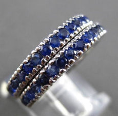 ESTATE 2.10CT AAA SAPPHIRE 14KT WHITE GOLD DOUBLE ETERNITY RING 6mm #23709