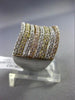 ESTATE LARGE 1.34CT DIAMOND 18KT WHITE YELLOW & ROSE GOLD 3D MULTI ROW WAVE RING