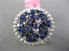 ESTATE LARGE 2.20CT DIAMOND & SAPPHIRE 14KT WHITE GOLD CLUSTER ROUND FLOWER RING