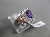 ESTATE 1.43CT DIAMOND & AAA AMETHYST 14KT WHITE GOLD EMERALD CUT CLUSTER RING