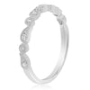 ESTATE .13CT DIAMOND 14K WHITE GOLD LEAF FILIGREE SEMI ETERNITY ANNIVERSARY RING