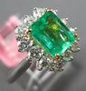 ESTATE WIDE 1.82CT DIAMOND & AAA EMERALD 18KT TWO TONE GOLD HALO ENGAGEMENT RING