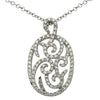 ESTATE LARGE .78CT DIAMOND 18KT WHITE GOLD ROUND OPEN FILIGREE FLOATING PENDANT