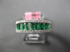ESTATE WIDE 1.75CT DIAMOND & AAA EMERALD 18K WHITE GOLD WEDDING ANNIVERSARY RING