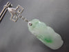 ANTIQUE LARGE .26CT DIAMOND & AAA JADE 18KT WHITE GOLD 3D HAND ETCHED EARRINGS