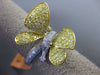 ESTATE LARGE 2.97CT WHITE & FANCY YELLOW DIAMOND 18KT 2 TONE GOLD BUTTERFLY RING