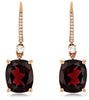 ESTATE 4.05CT DIAMOND & AAA RHODOLITE 14KT ROSE GOLD LEVERBACK HANGING EARRINGS