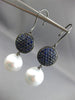 EXTRA LARGE 3.6CT AAA SAPPHIRE & SOUTH SEA PEARL 18K BLACK GOLD HANGING EARRINGS