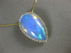 LARGE 7.87CT DIAMOND & AAA OPAL 14KT YELLOW GOLD 3D FILIGREE TEAR DROP PENDANT