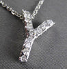 ESTATE .20CT DIAMOND 14KT WHITE GOLD 3D " Y " INITIAL FLOATING PENDANT #13039