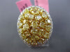 LARGE 4.13CT WHITE & FANCY YELLOW DIAMOND 18K 2TONE GOLD OVAL HALO COCKTAIL RING
