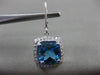 ESTATE LARGE 5.56CT DIAMOND & BLUE TOPAZ 14KT WHITE GOLD SQUARE HANGING EARRINGS