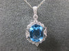 ESTATE 2.38CT DIAMOND & AAA BLUE TOPAZ 14KT WHITE GOLD FILIGREE FLOATING PENDANT