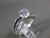ESTATE 1.36CT DIAMOND & AAA SAPPHIRE 14K WHITE GOLD 3D MULTI ROW ENGAGEMENT RING
