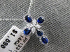 ESTATE 1.01CT DIAMOND & AAA SAPPHIRE 14KT WHITE GOLD 3D FILIGREE CROSS PENDANT