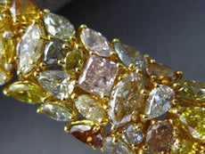 ESTATE GIA 28.14CT FANCY INTENSE MULTI COLOR DIAMOND 18K GOLD 3D TENNIS BRACELET