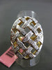 ESTATE WIDE .65CT DIAMOND 14K WHITE & YELLOW GOLD 3D WOVEN PIE OVAL ITALIAN RING