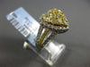 ESTATE 2.07CT WHITE & FANCY YELLOW DIAMOND 18KT TWO TONE GOLD CLUSTER HEART RING