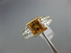 ESTATE WIDE 2.15CT DIAMOND & AAA SQUARE CITRINE 14KT YELLOW GOLD SEMI BEZEL RING